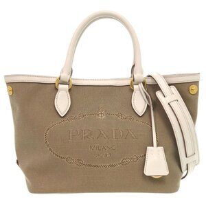 Prada Logo Jacquard 1 Ba172 Leather Jacquard Corda Talc Beige White Shoulder Bag